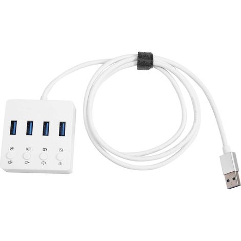 Hub d'extension de bureau avec 4 ports USB 3.0, contrôle intelligent du volume pour PC hôte, fonction d'extinction et de mise en sourdine de l'écran en un clic (1/5)