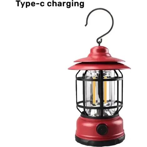 (Rouge) Lampe de jardin étanche pour allée, pelouse, camping ou tente - Éclairage extérieur étanche (1/3)