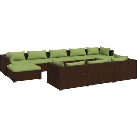 Maison Exclusive - 10-tlg. Garten-Lounge-Set mit Kissen Braun Pol (1/5)