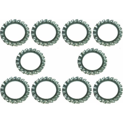 10x Rondelle évantail plate à denture extérieure rondelle frein dentelée en acier zingué DIN 6798 forme A Dent Blocage Fixation Vis Boulon Quincaillerie Electricité, M18x30x1,4mm (1/2)