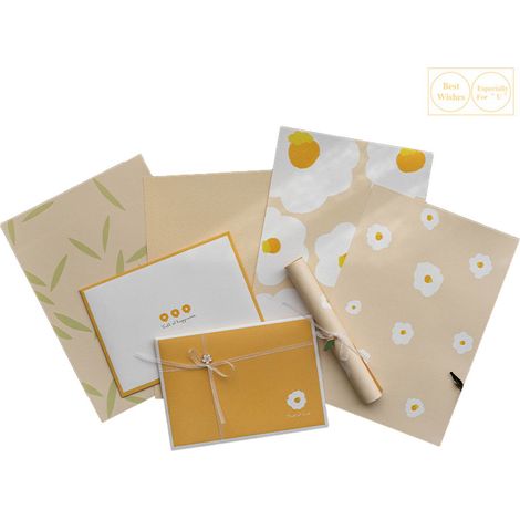 1 ensemble comprenant du papier à lettres et une enveloppe. Papier à lettres : 25 cm × 17,6 cm, enveloppe : 18 cm × 13 cm (1/5)