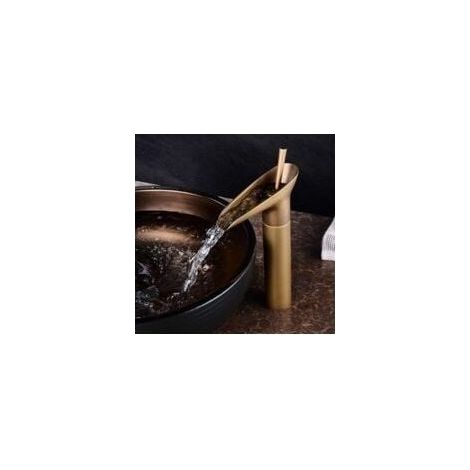 Grifo de lavabo para baño, grifo mezclador tipo cascada para baño, grifo mezclador de agua fría y caliente ajustable, latón cromado. (1/5)