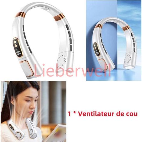 Ventilateur de cou,ventilateur de voyage avec vitesse réglage,ventilateur de cou mains libres avec affichage multicolore BRULEUR (1/5)