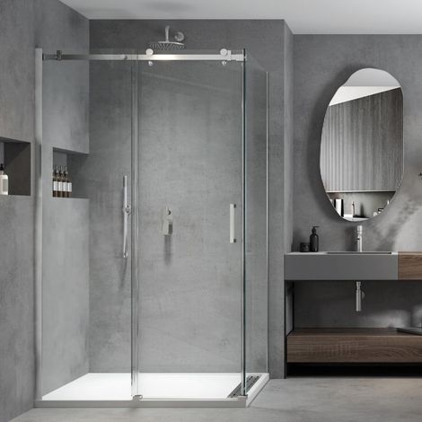 Lato fisso per box doccia gemma cristallo 8 millimetri profilo chrome lucido misure 77-79xh200 cm - confezione 1 (1/4)