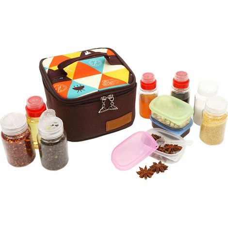 Lot de 10 flacons à épices, kit barbecue portable extérieur, boîte à sel, poivre, poudre, pique-nique, 1 ensemble (1/5)