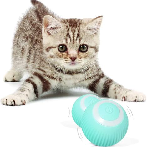 2 Pièces Jouets pour Chats Chien, Balle Chat Interactive, Jouet Chat Automatique, avec LED et Chargement (1/5)