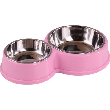 Gamelle double en acier inoxydable pour chien et chat, accessoire pour animaux de compagnie. (1/5)