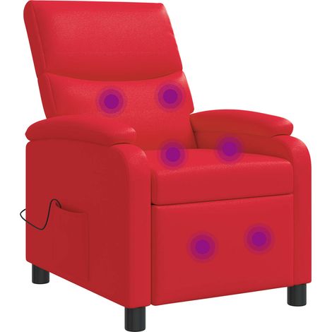 Massage Recliner Red Faux Leather vidaXL