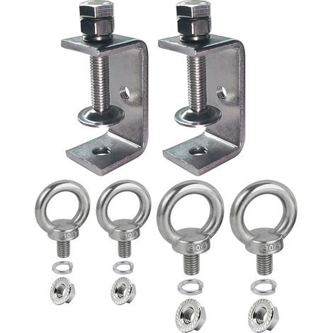 Lot de 6 serre-joints en C en acier inoxydable - Petite pince en C - Plage de serrage réglable de 20 à 50 mm - Ouvertures de mâchoire en C de 55 mm avec vis à anneau M8 M10 pour le travail du (1/5)