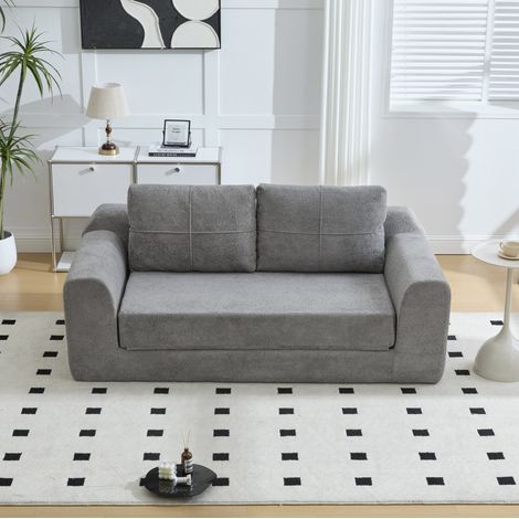 Divano letto convertibile 179x95x79 cm in tessuto grigio scuro, modulare, per soggiorno FloraGrace (1/5)