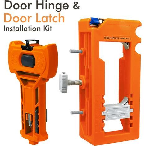 Kit d'installation de charnière et de loquet de porte (orange) Kit d'installation de charnières et de loquets de porte, gabarit de mortaise pour charnières de porte, loquet pour un ciselage et un marq (1/5)