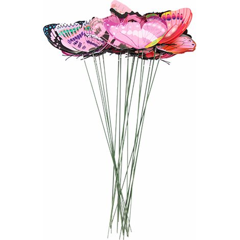 Estacas decorativas de PVC con forma de mariposa para jardín, con clavijas metálicas, para uso interior y exterior – Juego de 10 piezas multicolor. (1/5)