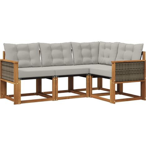 Outdoor Sofa Set 4 pcs Natural and Light Grey vidaXL (1/5)