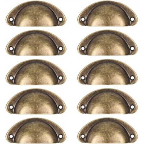 10 Retro-Möbelgriffe, Schubladengriffe, geeignet für Schränke, Kleiderschränke, Kommoden, Küchenschubladen, 61 mm Lochabstand, Eisen