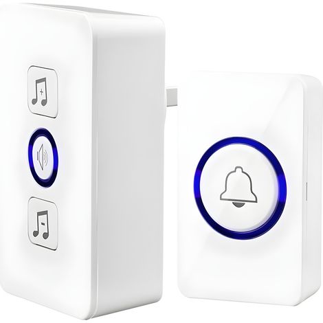 SJLERST Carillon sans fil,Système d'alerte sans fil pour soignants, sonnette d'appel pour les Patients âgés à domicile handicapés, 1 émetteur + 1 récepteur (1/5)