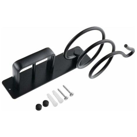 Support pour sèche-cheveux et lisseur, support pour sèche-cheveux avec cordon de coiffage, support mural pour sèche-cheveux pour hôtel, chambre et salle de bain (noir, 21.5 cm 11.5 cm (1/4)