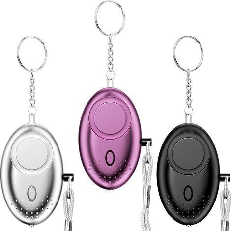 Alarme Personnelle - Lot de 3 - ABS - 130dB avec LED - Porte-clés Sécurité - Pour Femmes et Enfants (1/5)