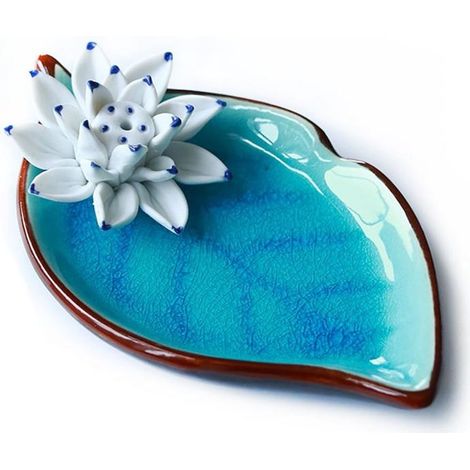 Porte-encens Encensoir en céramique Brûleur fait à la main Bobine artistique Lotus Porcelaine Fleur décorative Encens