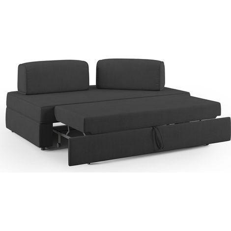 Liberty Canapé sans pouf amovible et dossier amovible en tissu imperméable T02 160 cm noir (1/5)
