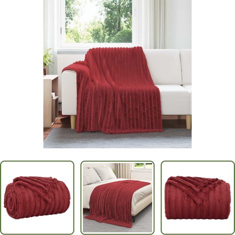 Couverture pour canapé - Jeté Rouge Bordeaux 200 x 150 cm Toison (1/5)