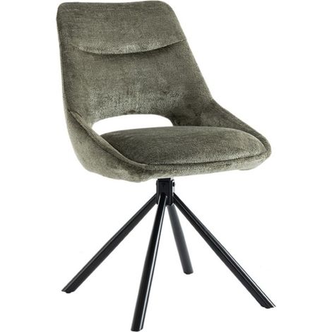 Set di 2 sedie YUMENA – Tessuto verde – Piedi in metallo – Design compatto – Eleganza naturale e robusta