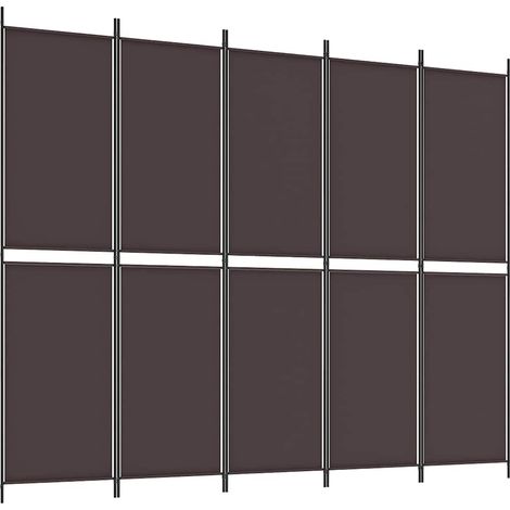 Paravent Cloison de séparation 5 panneaux, Pour Jardin, Balcon, Terrasse Marron 250x200 cm Tissu OIB5327E