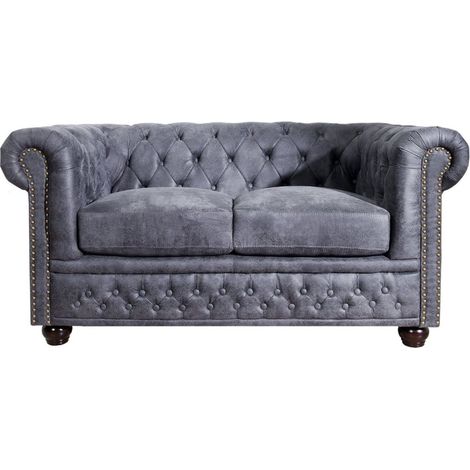 Divano dritto EDGAR - Grigio bluastro - 2 posti - Stile barocco