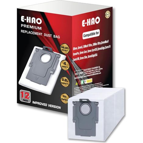 Confezione da 12 sacchetti di ricambio usa e getta per aspirapolvere RoboRock Saros Z70/10/10R, S8 Max/MaxV Ultra, Qrevo, Qrevo S5V/S/Plus/Pro/Master/Slim/MaxV/Curv/Edge e QV (1/5)