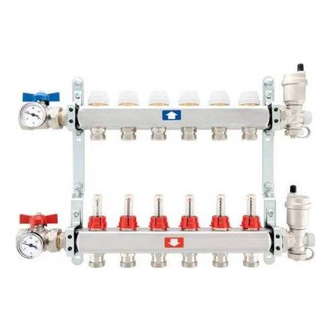 COLLECTEUR PRÉMONTÉ COMPLET AVEC DÉBITMÈTRES Mesure : 6 voies  1"x3/4