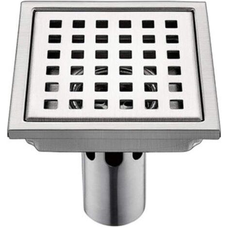 150 x 150 mm Square Shower Drain, Brushed 304 Stainless Steel, Large Diameter, Anti-Clog, for Bathroom, 150 x 150 mm (1/4)
