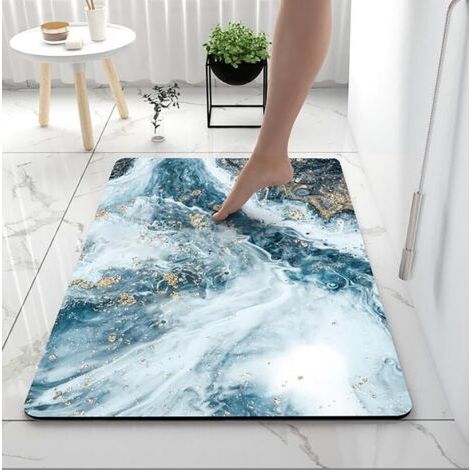 Tapis de Bain en Terre de diatomée/Quick-Drying Tapis de Douche/Tapis de Salle de Bain antidérapant/scrubable Bathroom Floor Mat for Under Door, Bathroom, Toilet Decoration (Textured Galaxy) (1/4)