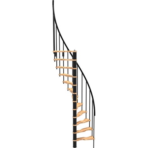 Minka Spindeltreppe Suono Smart 38 - 305,5cm Geschosshöhe Buche Schwarz für 120x68cm Deckenöffnung
