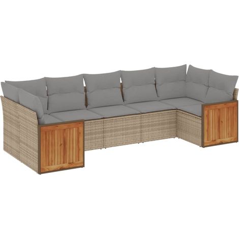 Maison Exclusive - Set Divani da Giardino 7 pz con Cuscini Beige in Polyrattan (1/5)