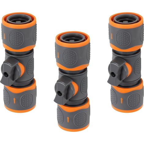 Lot de 3 Raccords avec Valve de Régulation pour Tuyau D'arrosage Double Raccord, pour Interrompre et Réguler le Jet D'eau, Arrosage et Nettoyage Efficaces, avec Robinet D'arrêt (1/5)