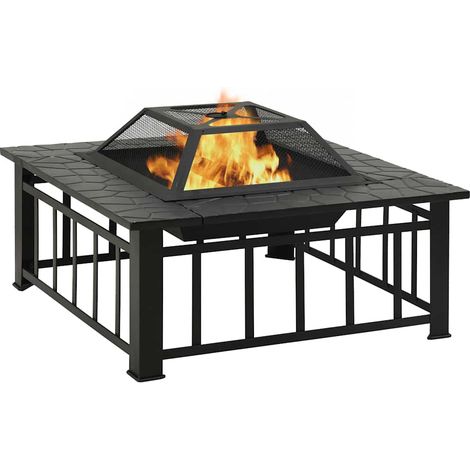 Maison Exclusive - Foyer de jardin avec tisonnier 81x81x47 cm XXL Acier (1/5)