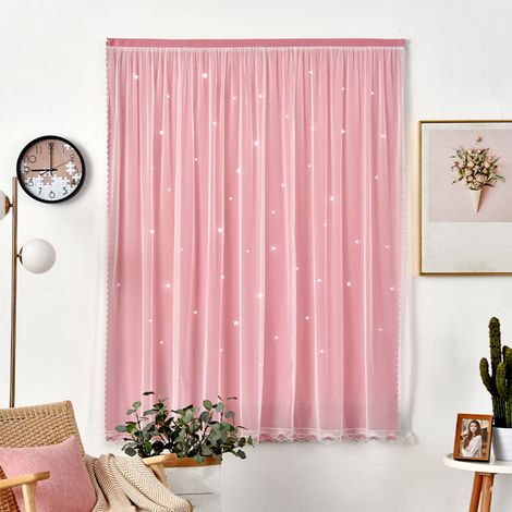 Rideau Occultant - Rideau Transparent Superposé - Double Couche avec Découpe Étoile - Pour Chambre d'Enfant Chambre à Coucher Salon - 150 x 100 cm - Lot de 2