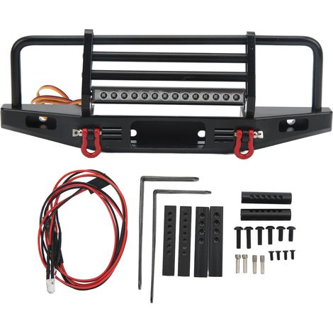Pare-chocs avant en alliage d'aluminium avec éclairage LED pour RC 1/10, compatible SCX10 et TRX4, robuste et décoratif. (1/5)
