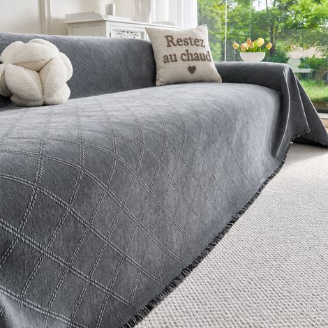Housse jeté de canapé chenille tissage Yunqi gris 180300cm adapté pour petit canapé 3 places 30 × 30 × 8 cm 2,16 kg – Livraison gratuite