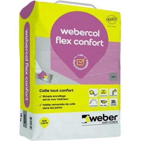 Weber Saint Gobain – Colle à carrelage pour murs et sols intérieurs et extérieurs – Sac 15 kg – Haute adhérence pour carrelages et pierres naturelles
