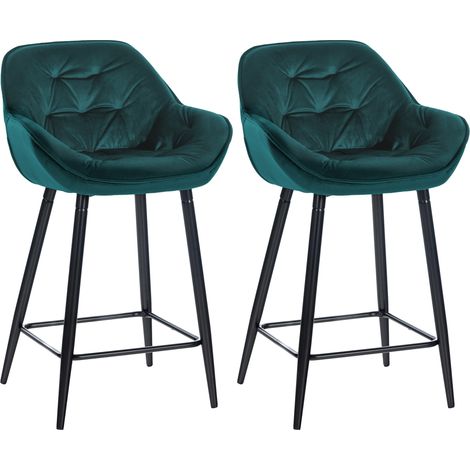 Set de 2 Taburetes de bar Gibson 76 de terciopelo Verde oscuro