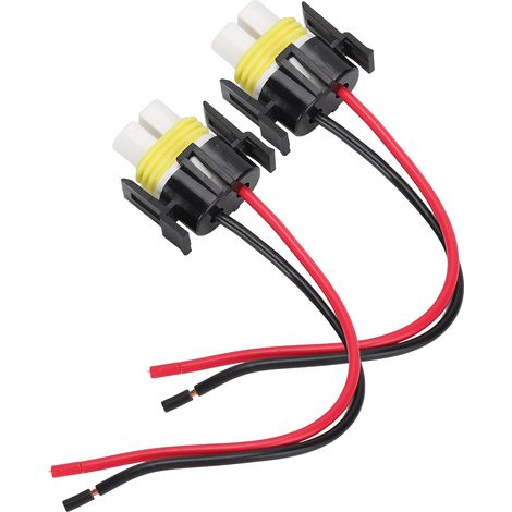 Douille céramique femelle H11 2 broches 2 trous, connecteur faisceau électrique remplacement, fil 1mm, 12-24V, lot de 2 pièces (1/5)