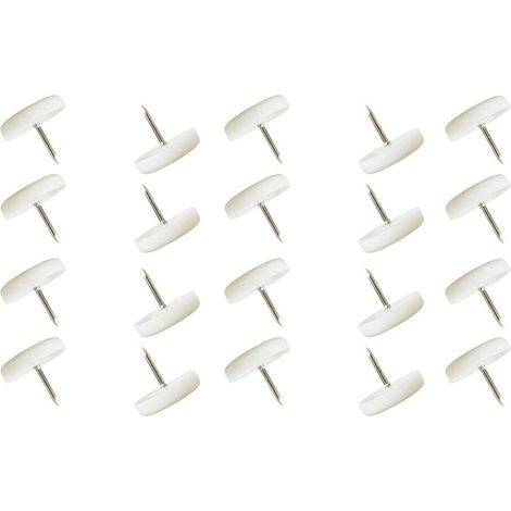 20 tappi per gambe di sedia da fissare con chiodi, diametro 18 mm, piedini rotondi per mobili, chiodi guida in plastica (1/2)