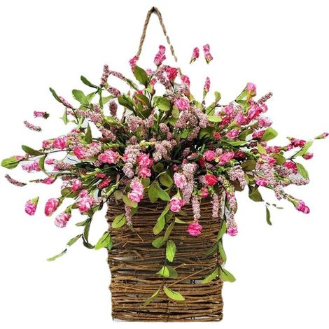 Couronne porte 40 cm – Fleurs sauvages – Panneau Bienvenue – Artificielle – Porche style ferme (1/5)