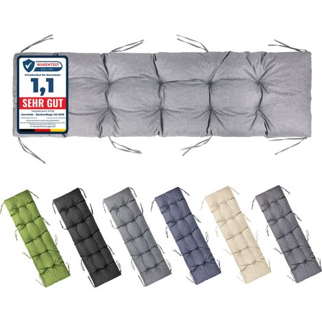 Garronda Coussin Exterieur Impermeable 180x50 cm pour Banc de Jardin Canapé Extérieur et Balancelle Coussins d'Assise Résistant UV pour Terrasse Balcon et Intérieur avec Cordons GD-0219 Gris clair