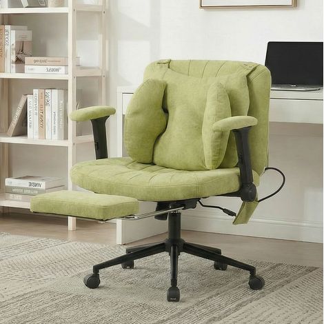 MEUBLIV Chaise de bureau pivotante 80x55x86 cm verte – hauteur réglable, repose-pieds (1/5)