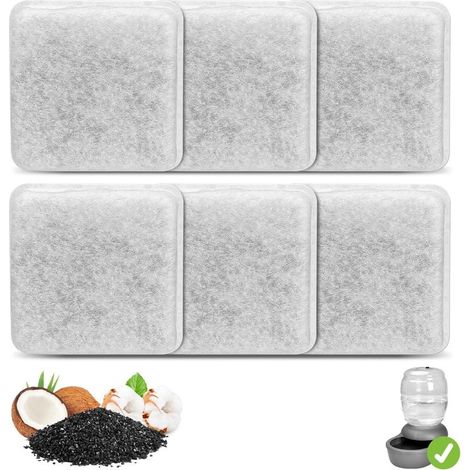 6 Pack Charcoal Replacement Filters forGravity Waterer, Cat Fountain Filters, Pet Fountain Filter Replacement, Control Chlorine and Odor (1/5)