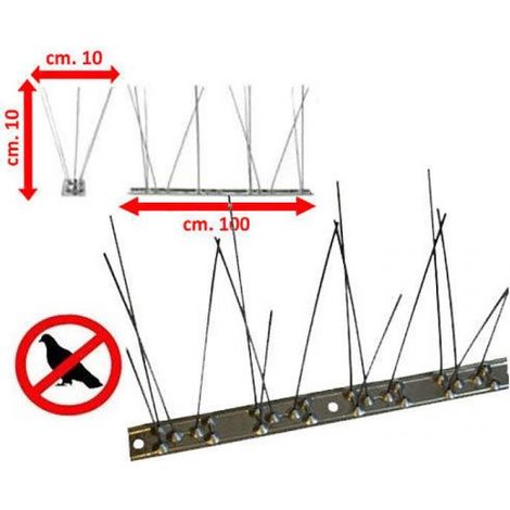 DISSUASORI INOX PLURISPILLO 80 SPILLI PER PICCIONI UCCELLI VOLATILI 1MT 26288