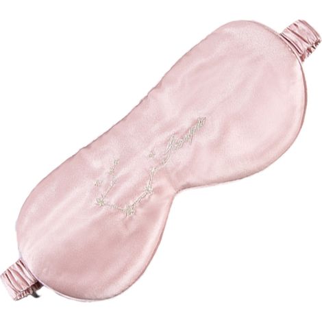 Masque de sommeil en soie à motifs douze constellations, avec bande de maintien épousant la forme du visage et sangle pour un confort optimal (rose). (1/5)