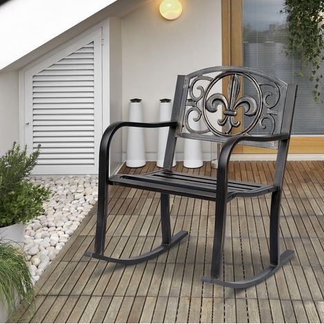 Chaise à bascule de jardin en acier bronze, style ancien, ergonomique (1/5)