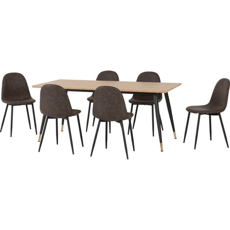 Hamilton & Athens Large Indoor Dining Set - Medium Oak Effect/Brown